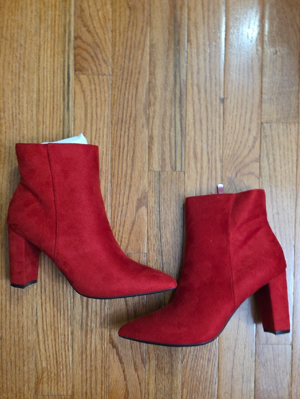 New Red Suede Pointed Toe Ankle Boots - Women 8.5